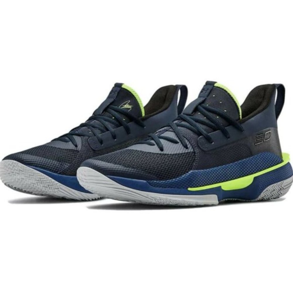 Under Armour Athletic GS Steph Curry 7 Blue & Green Kids Shoe Size 5Y